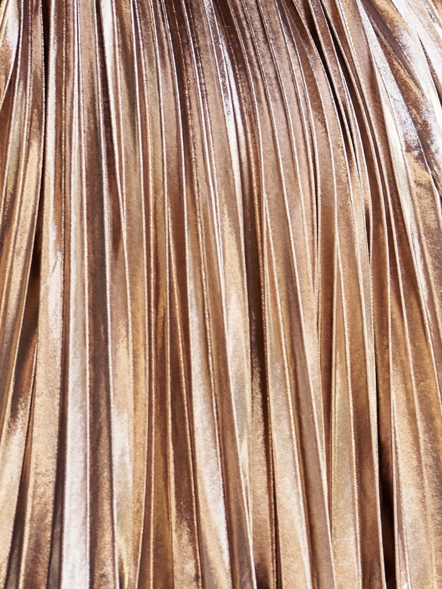 Sevoba|Beige - V Neck A-Line Metallic Pleated Short Homecoming Dresses